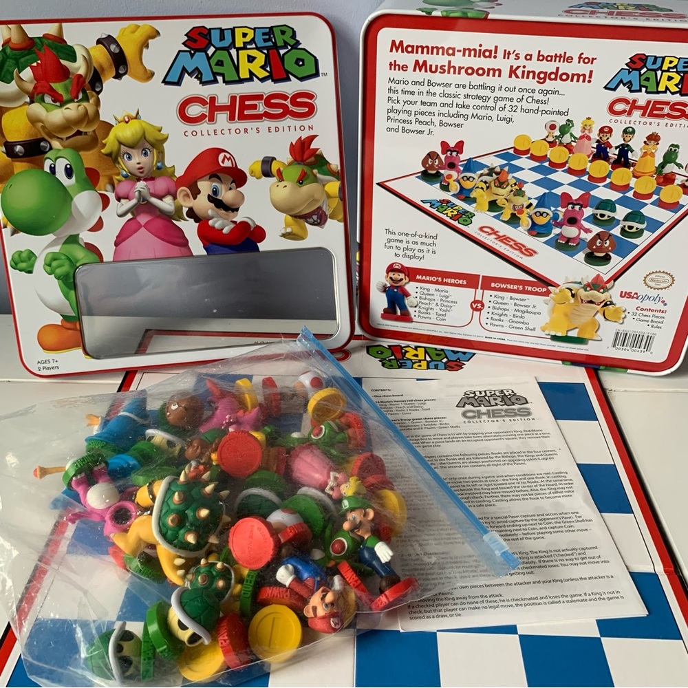 USAopoly Nintendo Super Mario Chess Collectors Edition Board Game Luigi Bowser - Picture 2 of 16